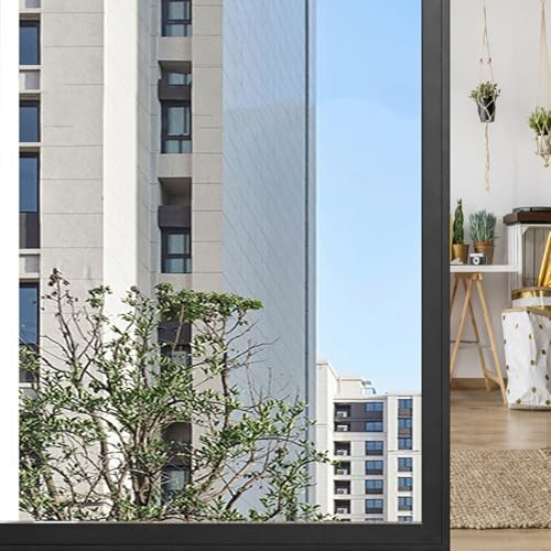 Hitzeschutzfolie Fenster 60 x 120 cm Selbsthaftend Sonnenschutz Anti-Uv Folie, von Innen Durchsichtig von Aussen Blickdicht Sonnenschutzfolie Innen für Zuhause Und Büro, Silber