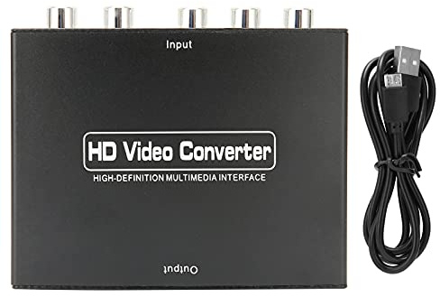 CHEOTIME Convertisseur YPbPr RGB R L vers HDMI, Adaptateur de convertisseur vidéo composant vers HDMI, Interface multimédia HD vers 1080p 60 Hz 1,65 Gbps pour projecteur de Moniteur DVD