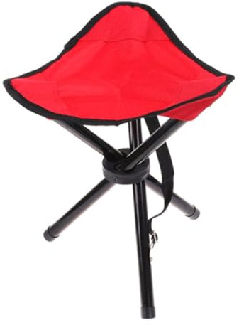 PAMINGONO Sgabello Tripode Pieghevole Rosso, Portata 100kg, Acciaio