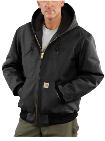 CarharttmensLoose Fit Firm Duck Insulated Flannel-Lined Active Jacket (Big & Tall) BlackX-Large/Tall