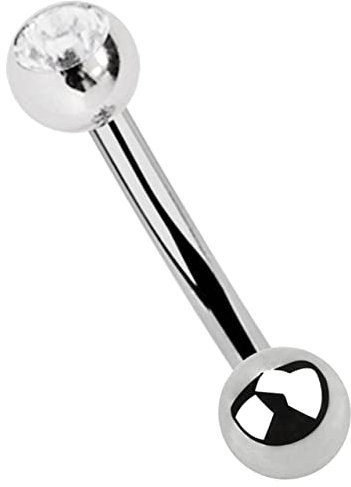 Titan Piercing Banane in 1,2 x 7 mm mit 3 mm Steinkugel in klar