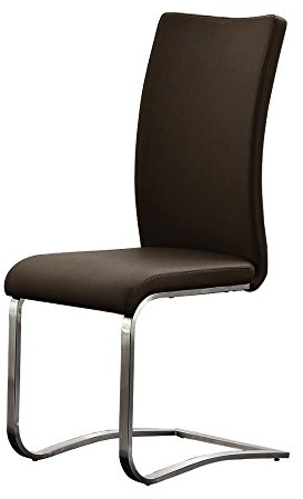 Robas Lund Esszimmerstuhl 2-er Set Braun, Stuhl belastbar bis 130 kg, mit Kunstlederbezug, Gestell Edelstahl