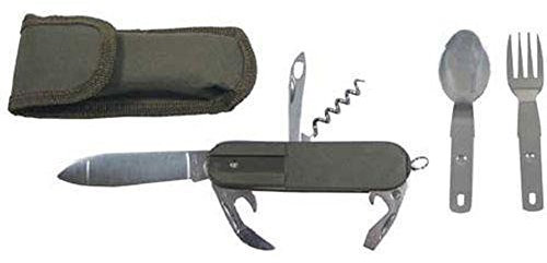 Armeeverkauf Navaja, Verde Oliva, tenedor, cuchara, doösenffner