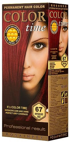 COLOR TIME|Permanente Haarfarbe 67 Intensives Rot | Angereichert mit Gelée Royale und Vitamin C | Permanente Haarfärbung | 100% Grauabdeckung | 100 ml