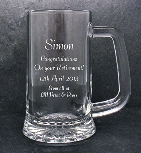 County Engraving Personalised Crystal Design Base Right-Handed Glass Tankard Great Gift for Birthdays, Anniversaries, Christmas, Retirement and Father's Day … (1.1 Pint)