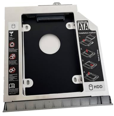 NIGUDEYANG 2:a Andra Hårddisk SATA HDD SSD Optisk Bukt Caddie Ramfäste fack för HP EliteBook 8460P 8460W 8470P 8470W med infattning frontplatta + metallfäste (8460p)