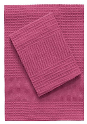 Morbidissimi Set asciugamani nido d‘ape 1+1 Puro cotone S274 FUCSIA