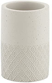 Gedy G-Afrodite Porta spazzolini da Bagno, Porta spazzolino in Cemento e bambù, Finiture Grigie e Argento, Design R&S, 2 Anni di Garanzia