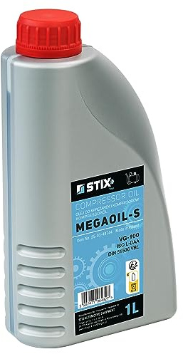 STIX Olio per Compressore e Utensili Pneumatici MEGAOIL-S 1L | Protezione da usura e corrosione, difesa affidabile per compressori, ottimizzato per una lunga durata della linea pneumatica