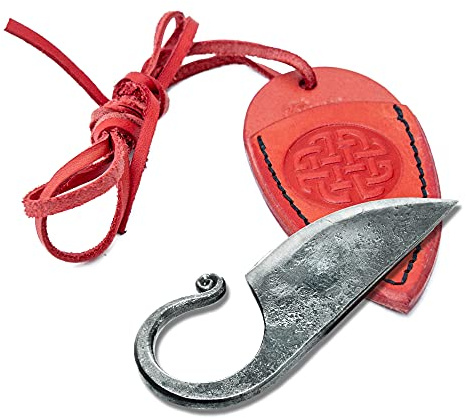 TOFERNER Original Gift, Beautiful Product - Celtic Pocket Knife, Hand Forged Knife.Hardened Blade, Vintage, Art Collection, Antiquity, Great.Beautiful Product. (Rosso)