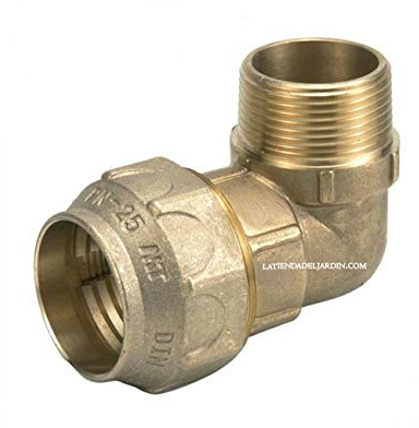 Suinga Raccordo a 90° Maschio in Ottone 32mm x 1'' per Tubo in Polietilene | Raccordo Filettato Maschio | Accessorio in Ottone Certificato AENOR, d'oro