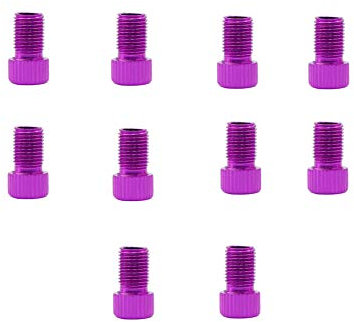 Fahrrad Ventil Adapter 10 StüCke Aluminium Konverter Auto Fahrrad Schlauchpumpe Kompressor Werkzeuge Premium Fahrrad Ventil Set FüR Fahrrad Rennrad Purple,1