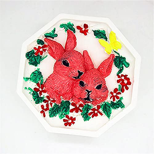 MOUMOU 1 Stück Ostern Kaninchen Silikon Seifenform Ton Kerzenformen Fondant Kuchen Dekorieren Werkzeuge 3D Handwerk Pralinenformen