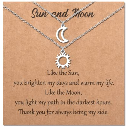 MANVEN Sonne und Mond Halskette Mutter Tochter Kette für Damen Verstellbare Halskette für den Besten Freund Freundschaftsschmuck Geschenke für Freunde Schwestern Frauen Mädchen