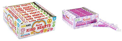 Swizzels Giant Love Hearts Pack of 24 Rolls & Giant Parma Violets 24 Rolls (24 x 40 g)