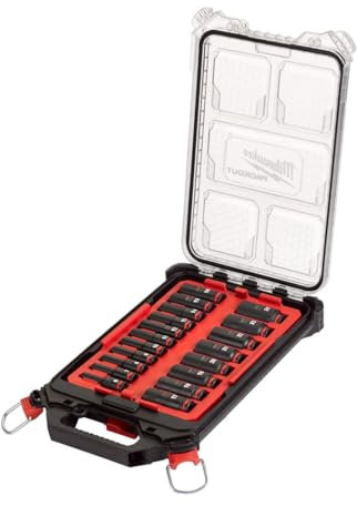 Milwaukee Shockwave Schlagnuss-Set 1/2'' lang im PACKOUT Organiser 16 tlg, 4932480943