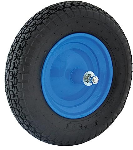 1PEZZO RUOTA PNEUMATICA PER CARRIOLA CON CUSCINETTI perno lungo interasse mm 140