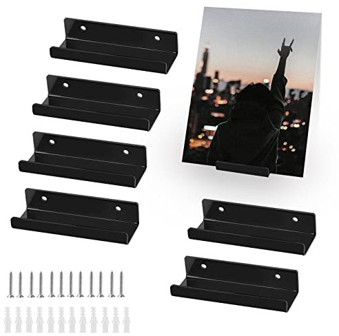 DBREAKS Porta vinile da parete, 6 pezzi Supporto da parete in vinile, 10 * 3,5 * 2cm Porta vinili da parete acrilico, Scaffale per Dischi Vinile, Supporto da parete per mensola in vinile Nero