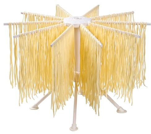 Penelife Stendi Pasta Fresca con 10 Bracci Estensibili - Essicatore per Asciugare Pasta Fresca Stendipasta - Appendi Pasta Fresca in Plastica - Stendino per Pasta Fresca per 2 kg, Bianco