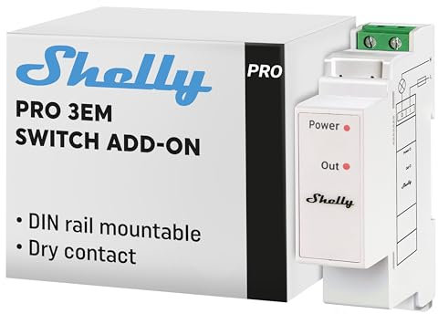 Shelly Pro 3EM Switch Add-On | Add-On für Pro 3EM mit Potentialfreien Kontakten 2A | DIN-Schienenmontage | Schützsteuerung | Hausautomation | iOS Android App | Kein Hub Erforderlich