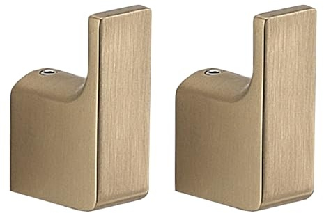 Gedy Pirenei Set mit 2 Kleiderbügeln, Messing, mattes Gold | L 2 x T 3,3 x H 5,3 cm (pro Einheit) | Messing | Wandschrauben + Dübel | mattes Gold | PVD