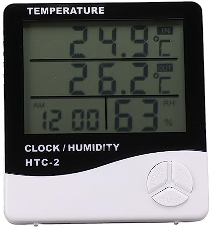 Thermomètre électronique Intérieur et Extérieur, Affichage Grand écran de la Température et de l'humidité avec Fonction Réveil pour Serre, Maison, Cuisine, Jardin, Aquarium