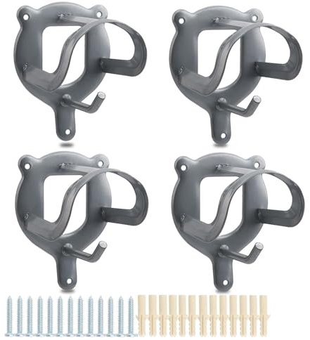 HDYEGY 4 Stück Pferde-Zaumzeug-Halterung, Zaumzeughaken, strapazierfähig, Metallhalter mit Rohren und Schrauben für Pferdestall, Zaumzeug, Scheune, Silber