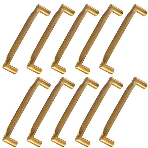 10 Stück Schrankgriffe Gold gebürstetes Messing Küchenschubladengriffe 5-Zoll-Lochmitte Antik-Hardware-Möbelknöpfe mit Schrauben for Schuhschrank, Kleiderschrank, Schrank, Kommode (Farbe: Bronze, Größ
