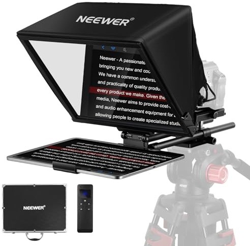 Neewer Teleprompter C12 Modular Design with 15mm LWS Rod Clamp, RT113 Remote, App Control, 12 Beamsplitter, Snap in 501PL QR Plate Compatible with LWS Baseplate Camera Cage Shoulder Rig