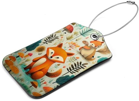 Gepäckanhänger,Taschenanhänger für Gepäck,Reisekofferanhänger,tiere bunt fuchs indianer,2-Pc