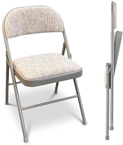 JupiterJX Folding Chairs Set Of 1 Padded Fabric Seat, Heavy Duty Metal Frame Folding Back Rest Chair For Home Office Garden Computer Desk Foldable Chair With Cushioned Pad Seat (Grey, 1 Piece)