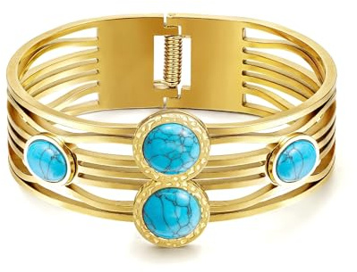 Joo&Rind Kleeblatt Armband Gold Damen - 18K Vergoldet Armreif Vierblättriges Kleeblatt Edelstahl Armreifen Damen - Schmuck Geschenk für Frauen Geburtstag Muttertag Valentinstag
