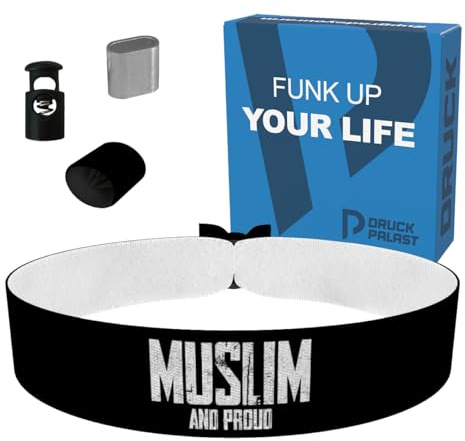 Muslim and Proud Stoffarmband - Ramadan-Armband aus Satin - Wasserfest & Langlebig - Modisches Armband für Frauen, Männer & Kinder - Geschenk für Muslime - Spirituelles Accessoire