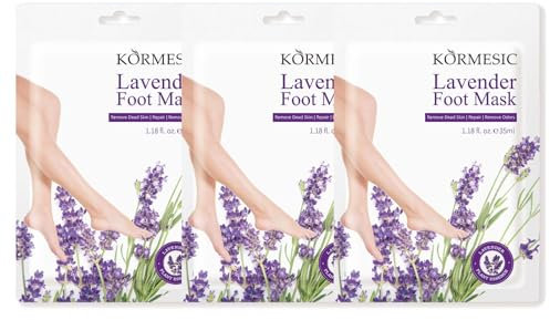 3 Packs Lavender Foot Mask - Soft Ingredient Foot Peel Mask for Hard Skin - Exfoliating Foot Mask Removes Dry Dead Skin - Hydrating Foot Snocks for Dry&Rough&Cracked Feet Care