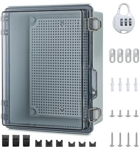 Wasserdichte Anschlussdose IP65, Aufputz Verteilerkasten, ABS Kabelanschlussdose zum Schutz von Steckdosenleiste, Transparentes Schaltschrank Außen mit Wandmontagezubehör Und Schloss, 230* 165*120 mm