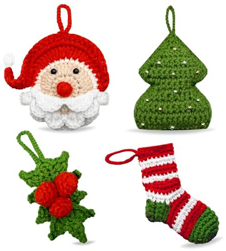 AzurUK Decorazioni Natalizie - Addobbi per Albero di Natale Fatti a Mano, Ornamento Babbo Natale, Decorazioni Artigianali, Decori Festivi, Calze Natalizie, Decorazioni Kokina, Albero di Natale