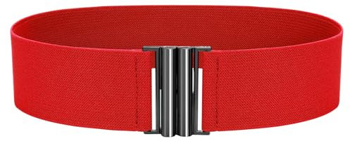 VONMELLI Breiter Elastischer Stretch Gürtel für Damen–Trimmer-Stretchgürtel, Retro Damen Taillengürtel Rot S