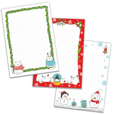 3 Blöcke Notizblock liniert Weihnachtsbriefpapier Weihnachten Weihnachtspapier Brief an Weihnachtsmann Kindermotiv für Jungen Mädchen (3 Blöcke/Variante 6 mit je 25 Blätter in A5-Format)