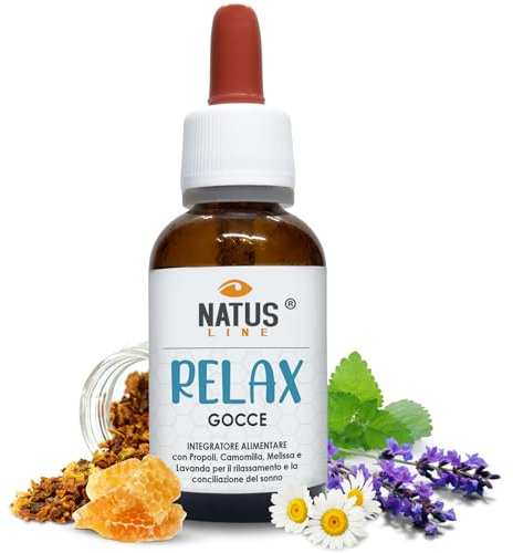 Gocce per Favorire Rilassamento e Sonno con Camomilla Propoli Melissa e Olio Essenziale Lavanda - Integratore per Naturali Difese dell'Organismo - Natus Line - 30 ml