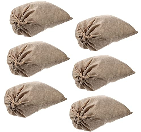 TINEASUR Sacchetti Per Verdure e Frutta Coulisse in Juta Naturale Traspirante 20x30 Cm, Borsa Riutilizzabile Multifunzione Per Conservazione Alimenti e Ortaggi, Set Da 6 Pezzi