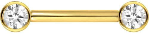 PIERCINGLINE Titan Barbell mit Push Fit KRISTALL Brustwarzenpiercing Nippelpiercing Farb & Größenauswahl