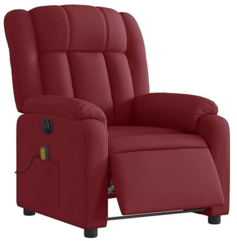 vidaXL Massagesessel Elektrisch Weinrot Stoff