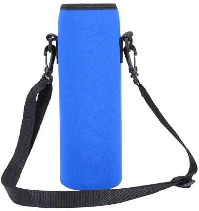 W?rmeisolierender Wasserflaschenhalter mit Schultergurt, wasserdichte Flaschenh¨¹lle f¨¹r 1 L Trinkflasche Outdoor Aktivit?Ten (Blau)