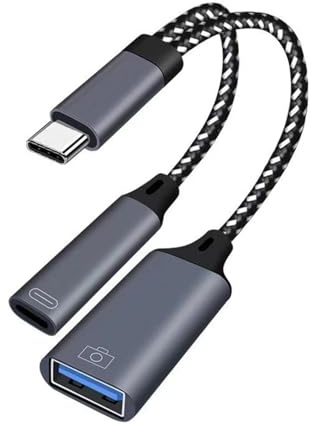 Votvlog Adaptador USB C a USB OTG, Adaptador de Carga USB C OTG Cable USB C Divisor para Carga y Vídeo, USB C OTG Adaptador de Teléfono Puerto de Carga USB C con Adaptador PD de 18 W