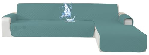 CYCMACO Wasserdicht Sofabezug L Form 3 Sitzer, Couch Überzug L Form Mit Armlehne rutschfest, Ecksofa Bezug Rechts/Links Universal Für Hund Katze, Hellblau