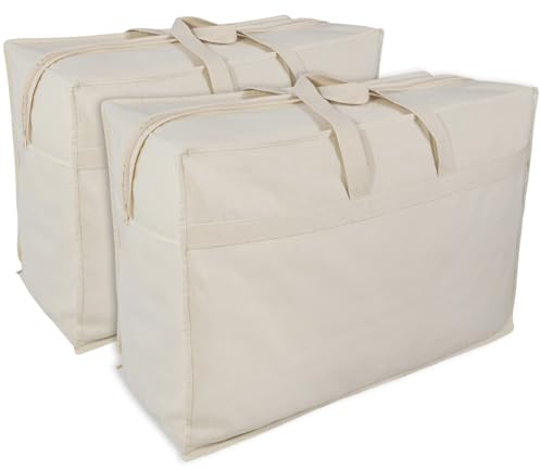 franknatur 2x Aufbewahrungstasche für Bettdecken Tasche aus Baumwolle