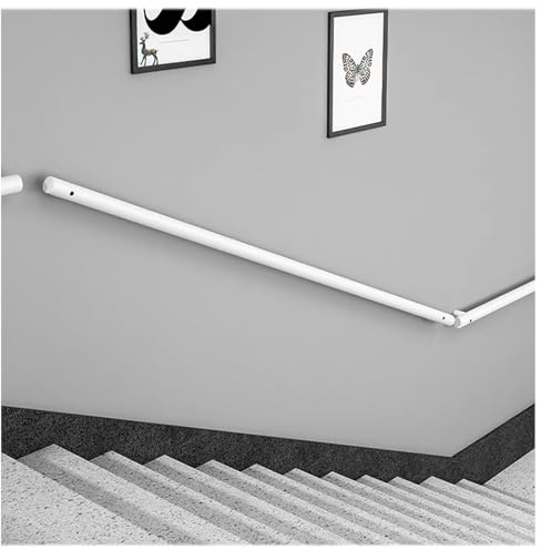 JQGADL Handläufe Für Treppen, Treppe Wandhandlauf, Treppengeländer Innen Und Außen, rutschfeste Treppengeländer Stützstange, Für Treppe, Stufen,Veranden,Gärten,Hotels,Garagen(Size:120 cm,Color:weiß)