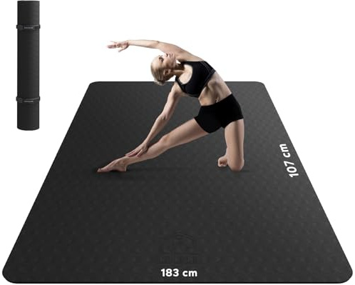 HAPBEAR Tappetino da yoga XXL - Extra grande e largo, tappetino da yoga in TPE, tappetino sportivo da fitness antiscivolo 183 cm x 107 cm x 6 mm di spessore, ultra resistente, tappetino da ginnastica