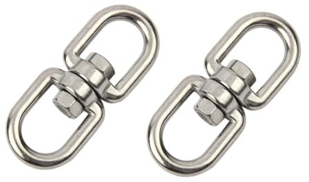 Giratorio Gancho Doble Terminado Inoxidable Acero Anillo Giratorio, 2 piezas M6 acero inoxidable doble extremo giratorio ojo a ojo giratorio anillo conector, 360 ° giratorio Articulación giratoria