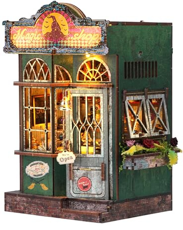 RONSTONE Book Nook pour Adultes - Maison de Poupée Miniature DIY avec Lumières LED - Boutique Magique Puzzle en Bois 3D - Petite Maison Miniature -déco de Noël - idées de Cadeaux pour Anniversaire
